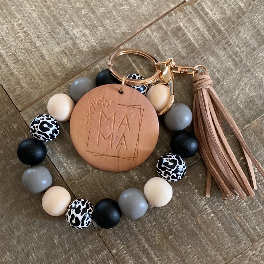 MAMA Woden Bead Tassel Keychain - Picture 2 of 5